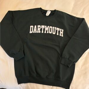 Dartmouth college Gildan Men's Crewneck Sweater in Forest Green embroidered logo